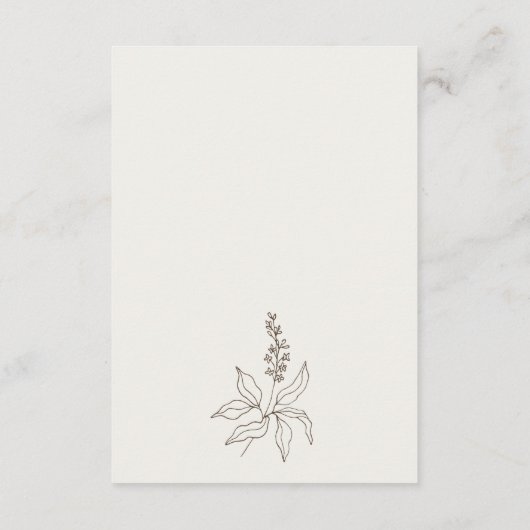 Botanische Floral Sketch Monogram Weddenschap Deta Informatiekaartje (Achterkant)