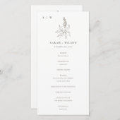 Botanische Floral Sketch Monogram Weddenschap Prog Bedankkaart (Voorkant / Achterkant)