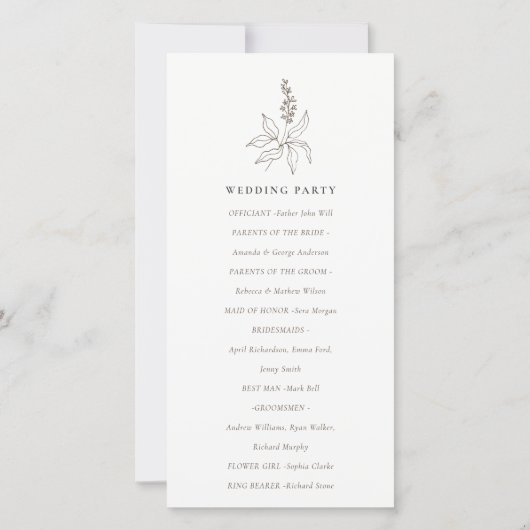 Botanische Floral Sketch Monogram Weddenschap Prog Bedankkaart (Achterkant)