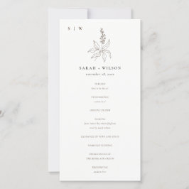 Botanische Floral Sketch Monogram Weddenschap Prog Bedankkaart