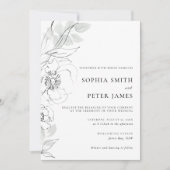 Botanische Floral Sketch Weddenschap Kaart (Voorkant)