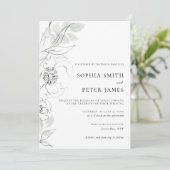 Botanische Floral Sketch Weddenschap Kaart (Staand voorkant)