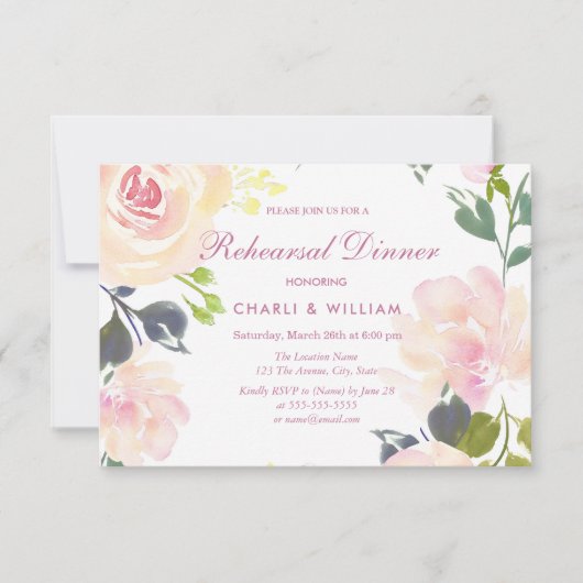 Botanische Floral Spring repesial Dinner Invite Kaart (Voorkant)