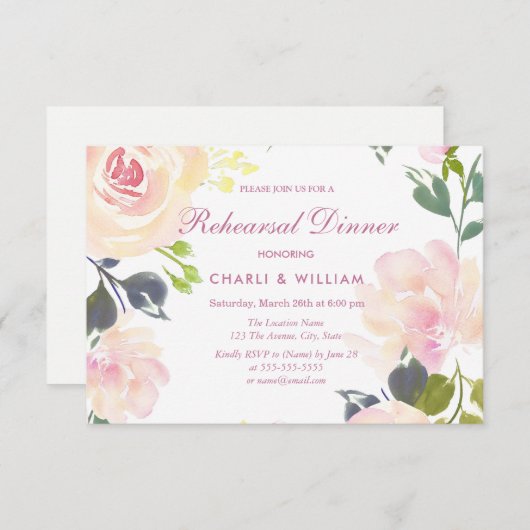 Botanische Floral Spring repesial Dinner Invite Kaart (Voorkant / Achterkant)