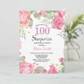Botanische Floral Surprise 100th Birthday Kaart (Staand voorkant)