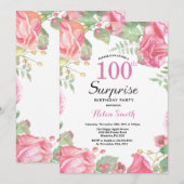 Botanische Floral Surprise 100th Birthday Kaart (Voorkant / Achterkant)