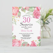 Botanische Floral Surprise 30th Birthday Invitatio Kaart (Staand voorkant)