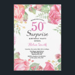 Botanische Floral Surprise 50th Birthday Invitatio Kaart<br><div class="desc">Botanische Floral Surprise 50th Birthday Invitation. Floral Pink Peonies Birthday Invitation for Women. Waterverf Floral Flower. Elegant roze en Peony Flowers. Volwassen verjaardag. Witte achtergrond. Zwart-wit. 13e 15e 16e 18e 21e 30e 40e 50e 60e 70e 90e 100e, Alle leeftijden. Voor verdere aanpassing, te klikken gelieve de knoop "van de Aanpassing...</div>