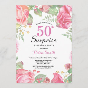 Botanische Floral Surprise 50th Birthday Invitatio Kaart