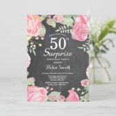 Botanische Floral Surprise 50th Birthday Invitatio Kaart (Staand voorkant)