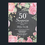 Botanische Floral Surprise 50th Birthday Invitatio Kaart<br><div class="desc">Botanische Floral Surprise 50th Birthday Invitation. Floral Pink Peonies Birthday Invitation for Women. Waterverf Floral Flower. Elegant roze en Peony Flowers. Volwassen verjaardag. Chalkboard Achtergrond. Zwart-wit. 13e 15e 16e 18e 21e 30e 40e 50e 60e 70e 90e 100e, Alle leeftijden. Voor verdere aanpassing, te klikken gelieve de knoop "van de Aanpassing...</div>