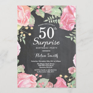 Botanische Floral Surprise 50th Birthday Invitatio Kaart