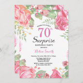 Botanische Floral Surprise 70th Birthday Invitatio Kaart (Voorkant / Achterkant)