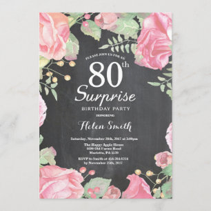 Botanische Floral Surprise 80th Birthday Invitatio Kaart