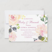 Botanische Floral Sweet Baby & Brunch Invite Kaart (Voorkant)