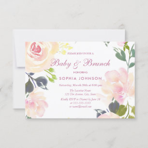 Botanische Floral Sweet Baby & Brunch Invite Kaart