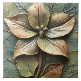 Botanische Floral Trillium Faux Relief Tegeltje