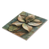 Botanische Floral Trillium Faux Relief Tegeltje (Zijkant)