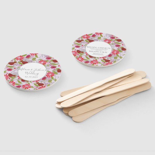 Botanische Floral Tulip Roos Greenery Wedding Handwaaier (Niet-gemonteerd)