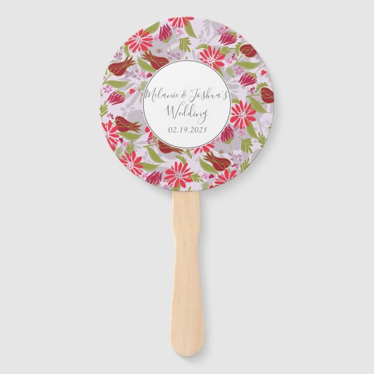 Botanische Floral Tulip Roos Greenery Wedding Handwaaier (Voorkant)