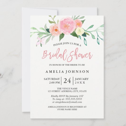 Botanische Floral Waterverf Vrijgezellenfeest Kaar Kaart (Voorkant)