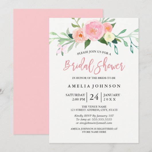 Botanische Floral Waterverf Vrijgezellenfeest Kaar Kaart (Voorkant / Achterkant)