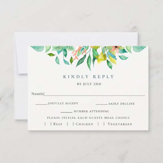 Botanische Floral Wedding RSVP-kaart RSVP Kaartje (Voorkant)