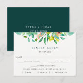 Botanische Floral Wedding RSVP-kaart RSVP Kaartje (Voorkant / Achterkant)