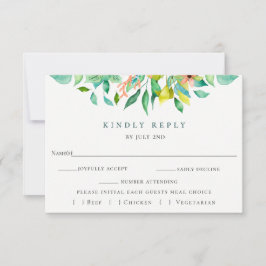 Botanische Floral Wedding RSVP-kaart RSVP Kaartje