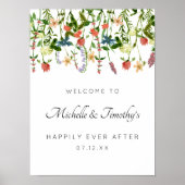 Botanische Floral Wedding Sign Poster (Voorkant)