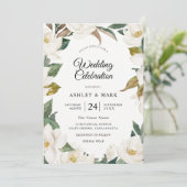 Botanische Floral Wreath White Flowers Weddenschap Kaart (Staand voorkant)