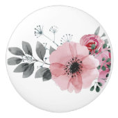 Botanische florale elegant grijze roze bloem keramische knop