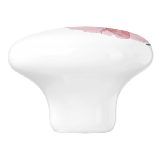 Botanische florale elegant grijze roze bloem keramische knop (Zijkant)