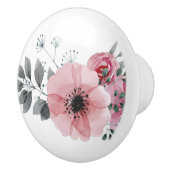 Botanische florale elegant grijze roze bloem keramische knop