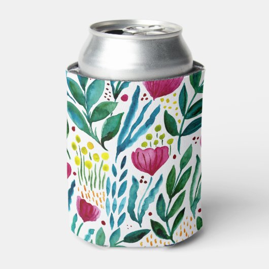 Botanische florale illustratie blikjeskoeler (Blikje Voorkant)