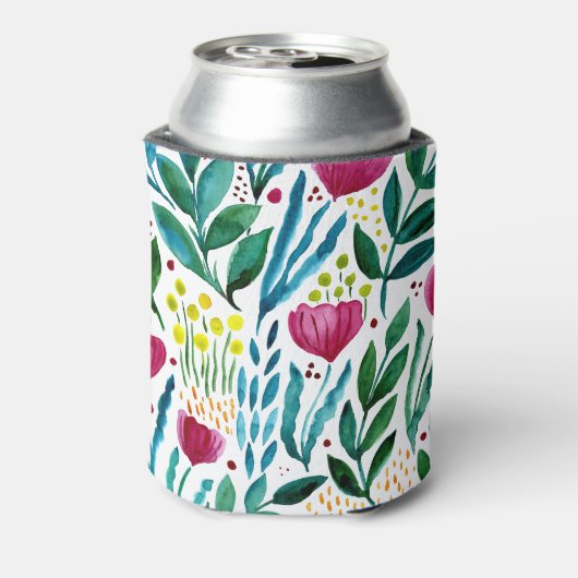 Botanische florale illustratie blikjeskoeler (Blikje Achterkant)