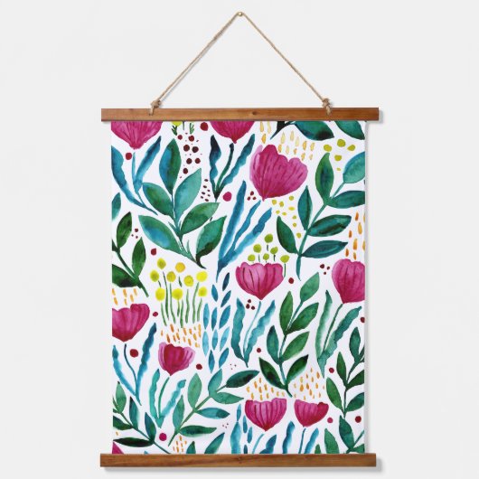 Botanische florale illustratie hangend wandkleed (Voorkant)