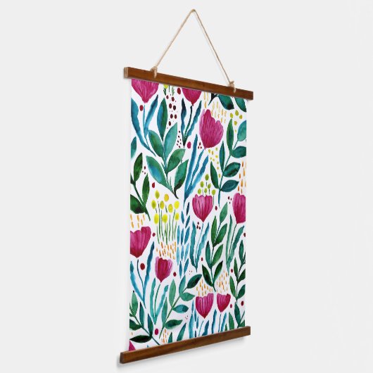 Botanische florale illustratie hangend wandkleed (Gebogen)