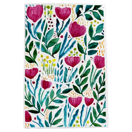 Botanische florale illustratie medium cadeauzakje (Voorkant)
