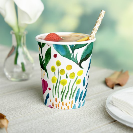 Botanische florale illustratie papieren bekers (Insitu)