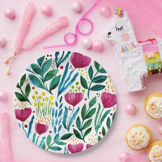 Botanische florale illustratie papieren bordje (Feest)