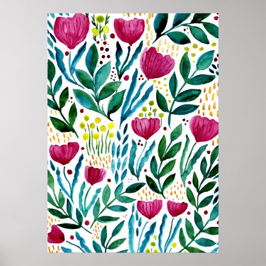 Botanische florale illustratie poster (Voorkant)