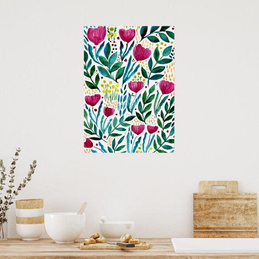 Botanische florale illustratie poster (Keuken)