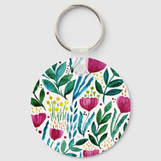 Botanische florale illustratie sleutelhanger (Voorkant)