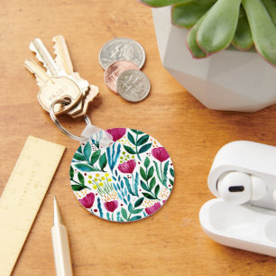 Botanische florale illustratie sleutelhanger