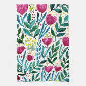 Botanische florale illustratie theedoek (Verticaal)