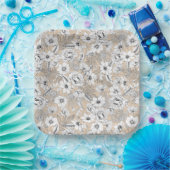 Botanische florale lijntrekkers tan-beige appel papieren bordje (Feest)