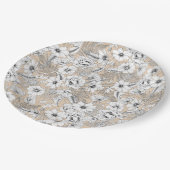 Botanische florale lijntrekkers tan-beige papieren bordje (Gekanteld)