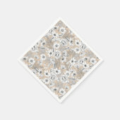 Botanische florale lijntrekkers tan-beige servet (Hoek)