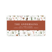 Botanische florale terracotta met kerstwaterverf etiket (Voorkant)